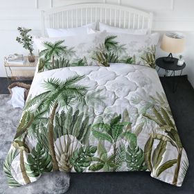 3pcs Coconut And Banana Leaf Pattern Comfortable Duvet Cover Set, Double Bed Minimalist Style, Including 1 Duvet Cover And 2 Pillowcases