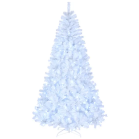 FCH 7ft 1346 Branches Automatic Tree Structure PVC Material 500 Lights Cool Color 8 Modes Christmas Tree White