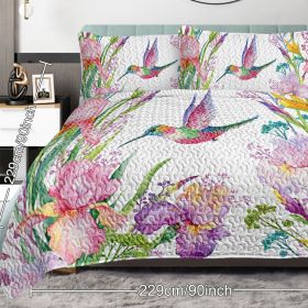Colorful Bird Flower Design Quilt Set 3 Pieces Queen King Size Soft Warm Bedding Set Include 1 Quilt And 2 Pillowcases For Home Bedroom Decor
