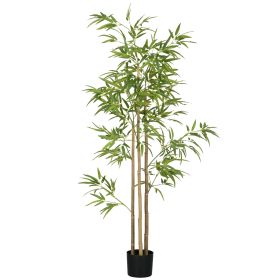 HOMCOM 6ft Fake Bamboo Tree Indoor Outdoor Artificial Plant with Pot for Home Office Living Room Decor