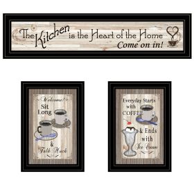 "Kitchen-Come In Vignette" 3-Piece By TrendyDecor4U, Black Frame