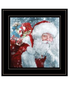 "Santa with Presents" by Bluebird Barn Ready to Hang Framed Print, Black Frame