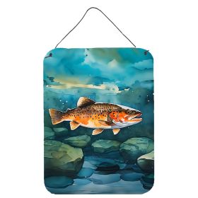 NEW Brown Trout Wall or Door Hanging Prints Aluminum Metal Sign Kitchen Wall Bar Bathroom Plaque Home Decor Front Door Plaque, 12x16, Multicolor