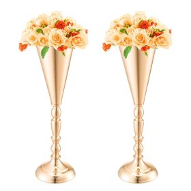 VEVOR 10PCS 43cm/16.9' Tall Wedding Flower Vase Metal Gold Trumpet for Tables