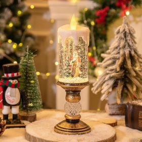 Flameless Vintage Christmas Lights LED Decorative Table Lamps Electronic Christmas Night Lights For Home Outdoor Porch and Christmas Table Center (category: Santa Claus Lamp Brushing gold and taking trees, old man)
